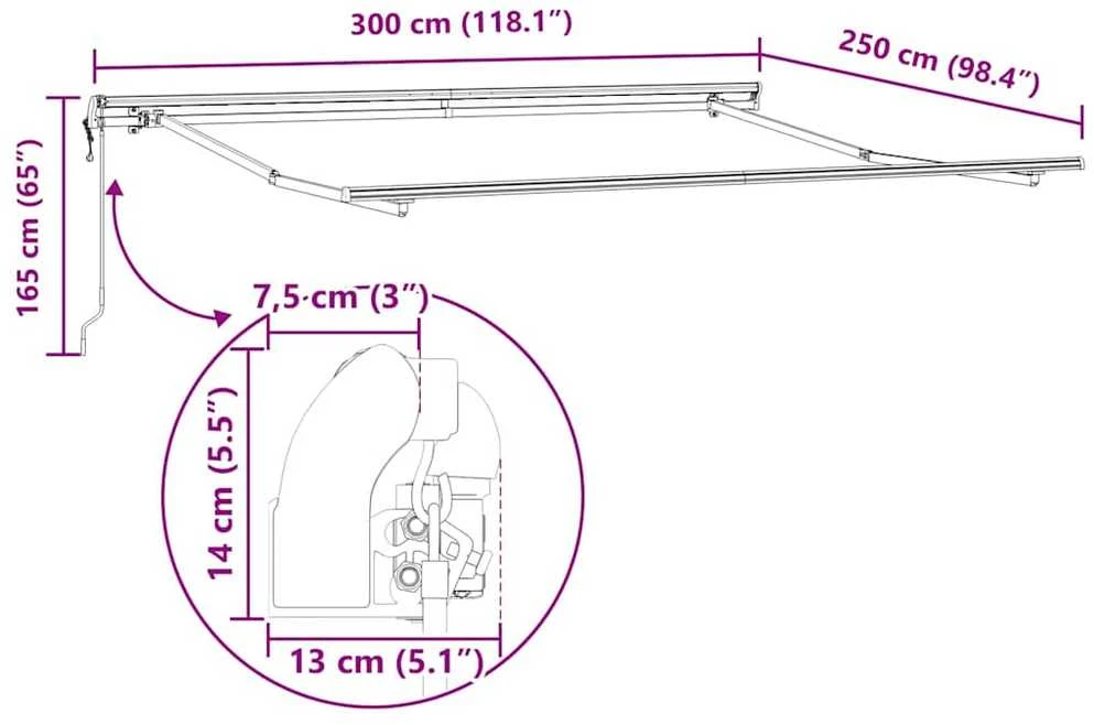 Ištraukiama markizė Raudona 300 x 250 cm Audinys ir aliuminis