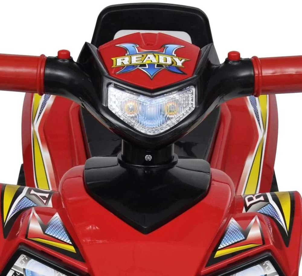 Raudonas vaikiškas keturratis motociklas su garsais ir švieselėmis