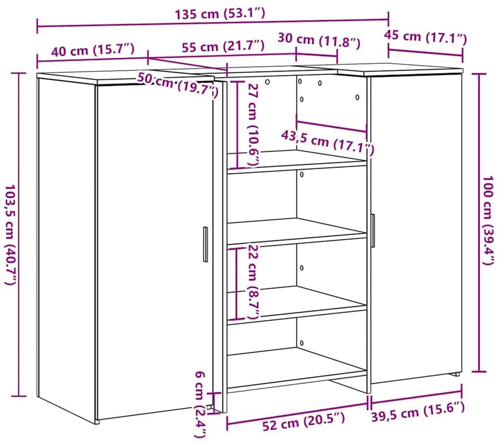 Registratūra, artisano, 135x50x103,5 cm, apdirbta mediena