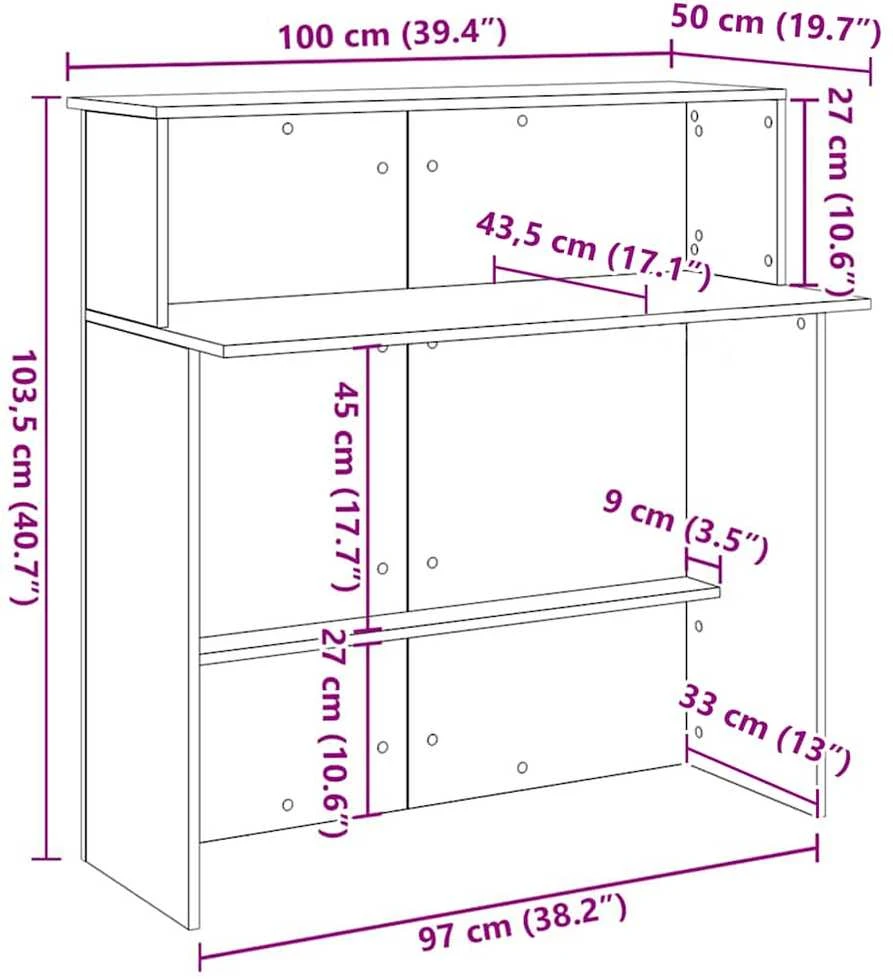 Registratūros stalas, baltas, 100x50x103,5 cm, inžinerinė mediena