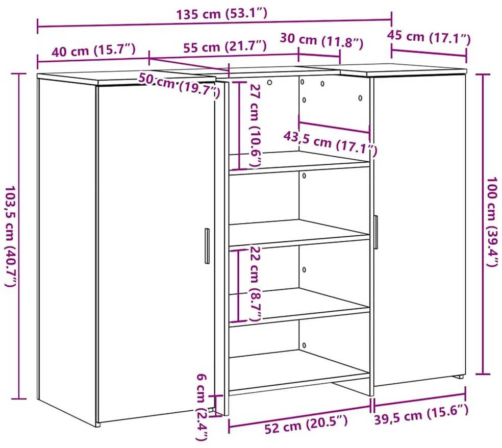 Registratūra, medienos, 135x50x103,5 cm, apdirbta mediena