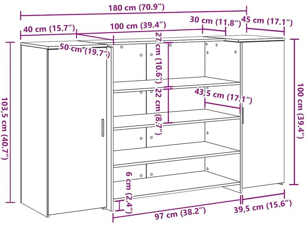 Registratūra, medienos, 180x50x103,5 cm, apdirbta mediena