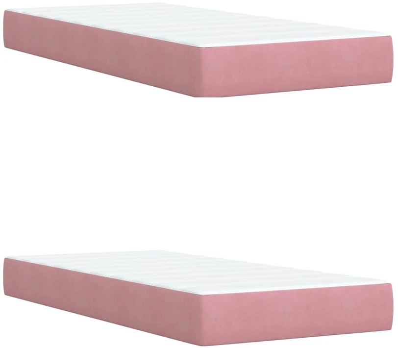 Reguliuojama lova su čiužiniu 2 pcs Rožinė Aksomas