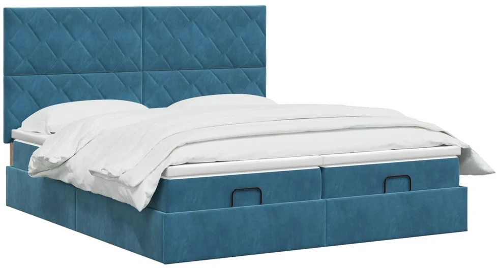 Reguliuojama lova su čiužiniu 2 vnt. Tamsiai mėlyna Aksomas