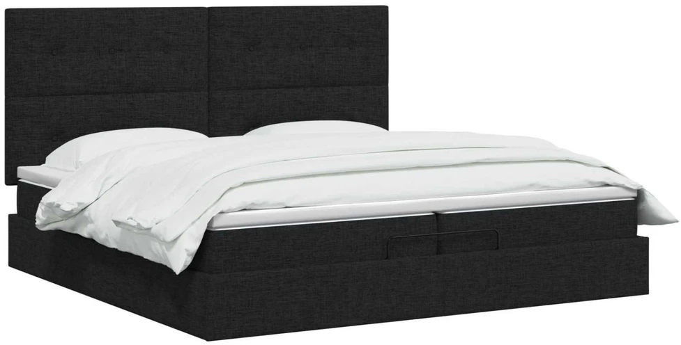 Reguliuojama lova su čiužiniu Juoda 200 x 200 cm Audinys