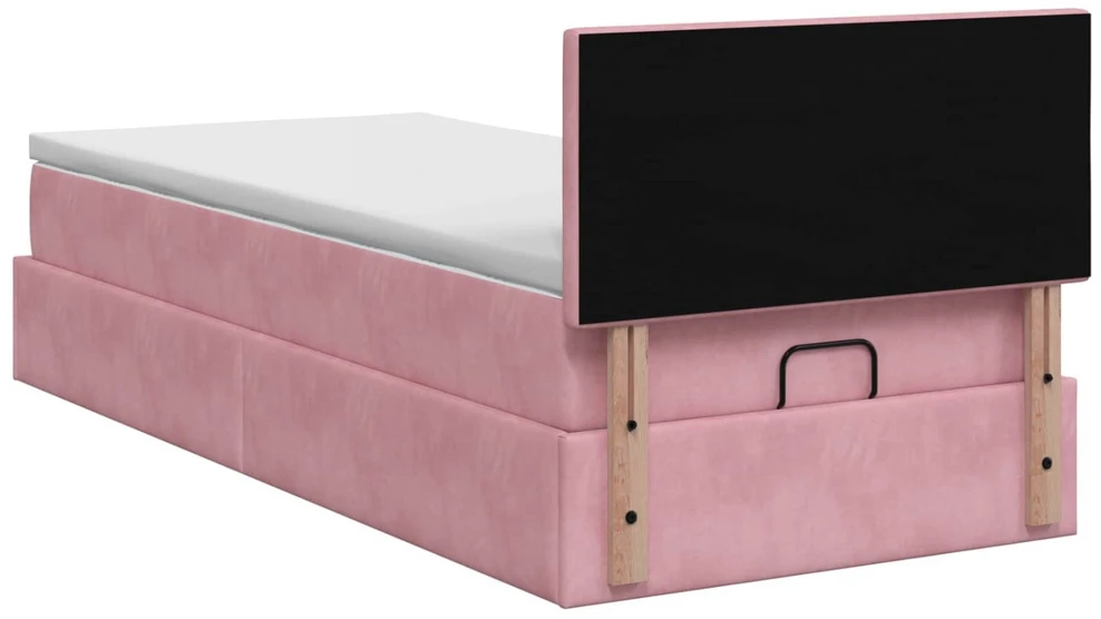 Reguliuojama lova su čiužiniu Rožinė 100 x 200 cm Aksomas