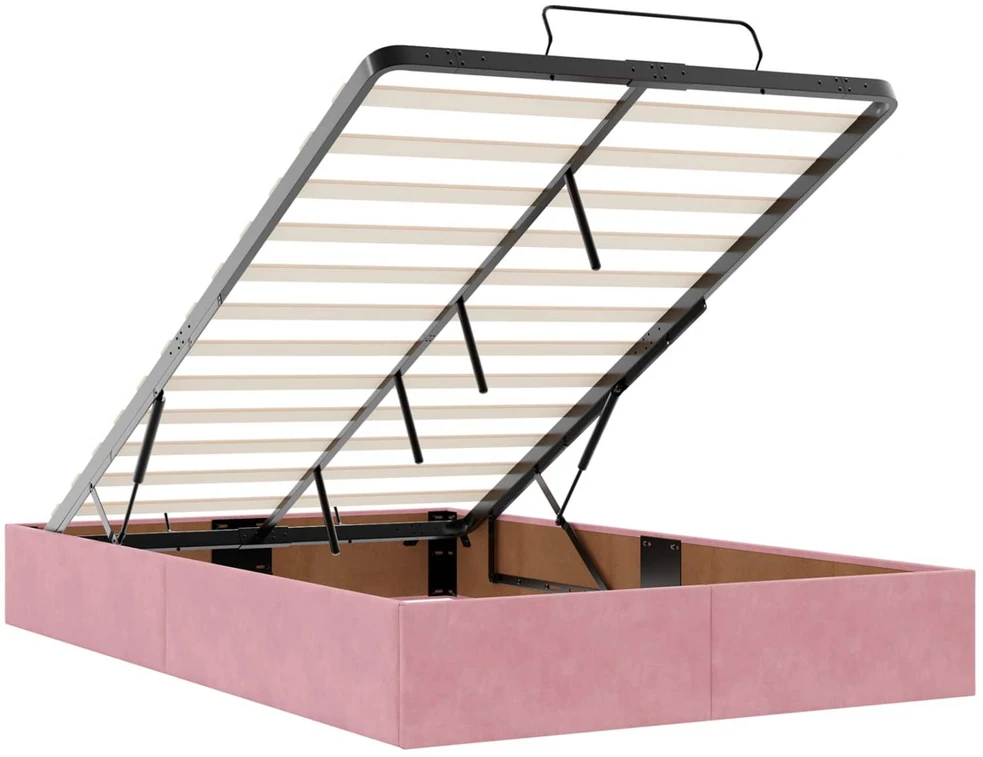 Reguliuojama lova su čiužiniu Rožinė 120 x 200 cm Aksomas