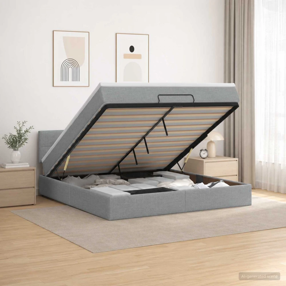 Reguliuojama lova su čiužiniu Šviesiai pilka 160 x 200 cm