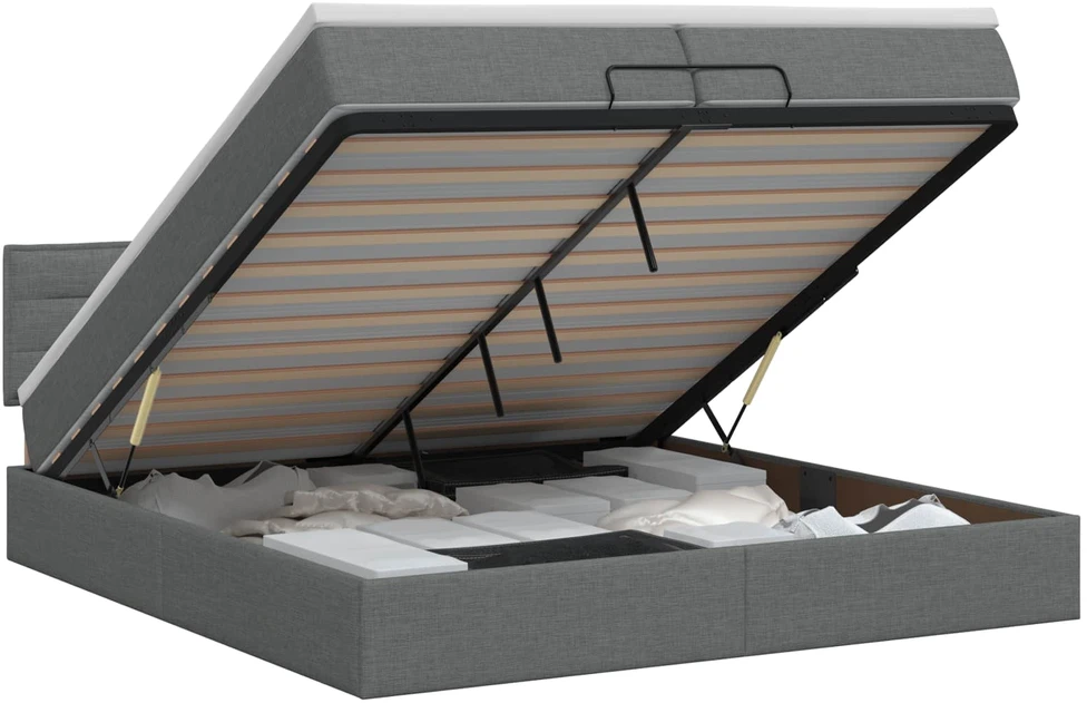 Reguliuojama lova su čiužiniu Tamsiai pilka 200 x 200 cm