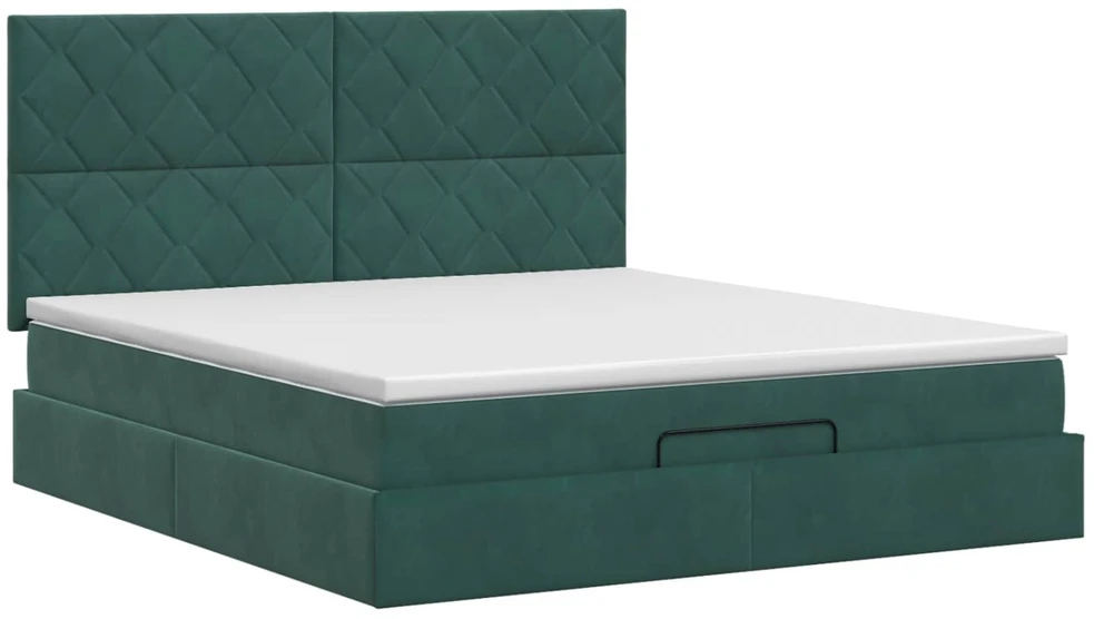 Reguliuojama lova su čiužiniu Tamsiai žalia 140 x 190 cm