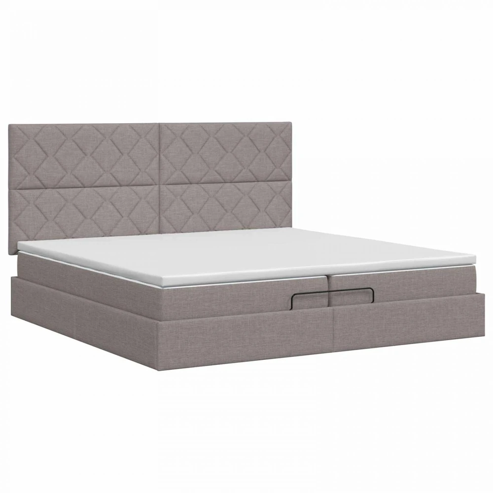 Reguliuojama lova su čiužiniu Taupe 200 x 200 cm Audinys