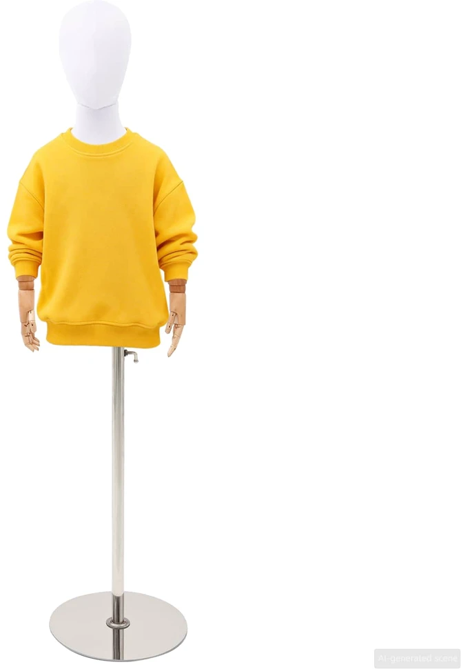 Reguliuojamas 120-150 cm manekenas su baze Uniseksas PP Balta