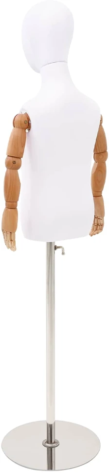 Reguliuojamas 120-150 cm manekenas su baze Uniseksas PP Balta