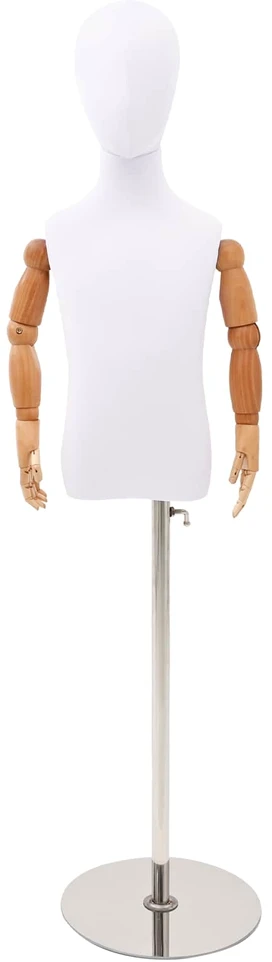 Reguliuojamas 120-150 cm manekenas su baze Uniseksas PP Balta