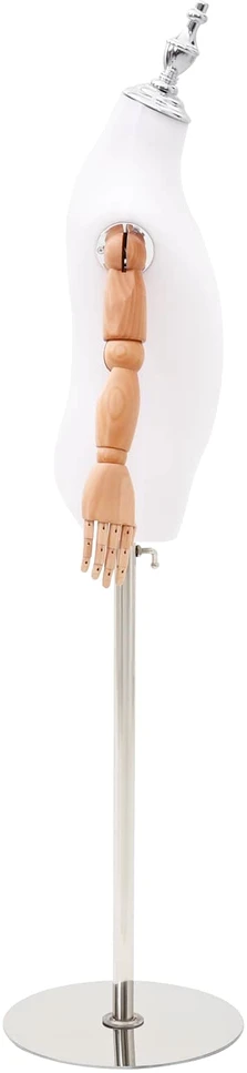Reguliuojamas 120-150 cm manekenas su baze Uniseksas PP Balta