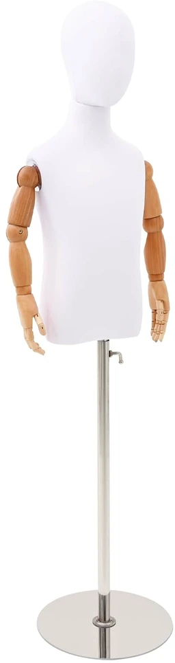 Reguliuojamas 120-150 cm manekenas su baze Uniseksas PP Balta