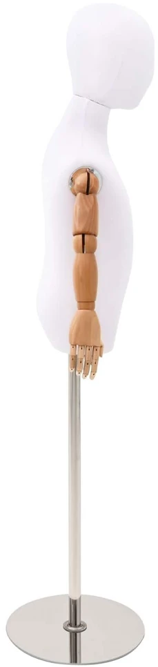 Reguliuojamas 120-150 cm manekenas su baze Uniseksas PP Balta