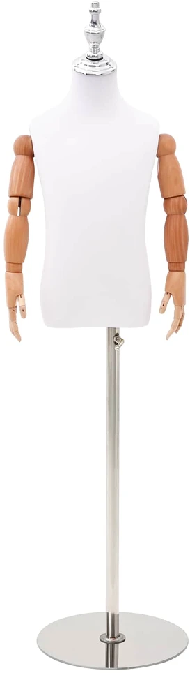 Reguliuojamas 120-150 cm manekenas su baze Uniseksas PP Balta