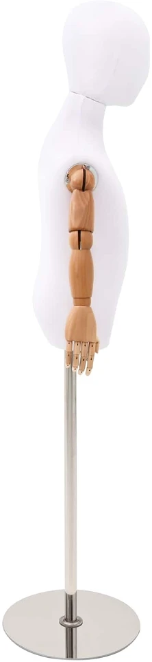 Reguliuojamas 120-150 cm manekenas su baze Uniseksas PP Balta