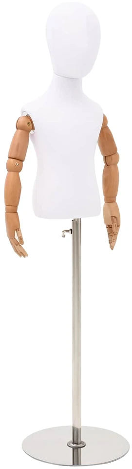 Reguliuojamas 120-157 cm manekenas su baze Uniseksas PP Balta