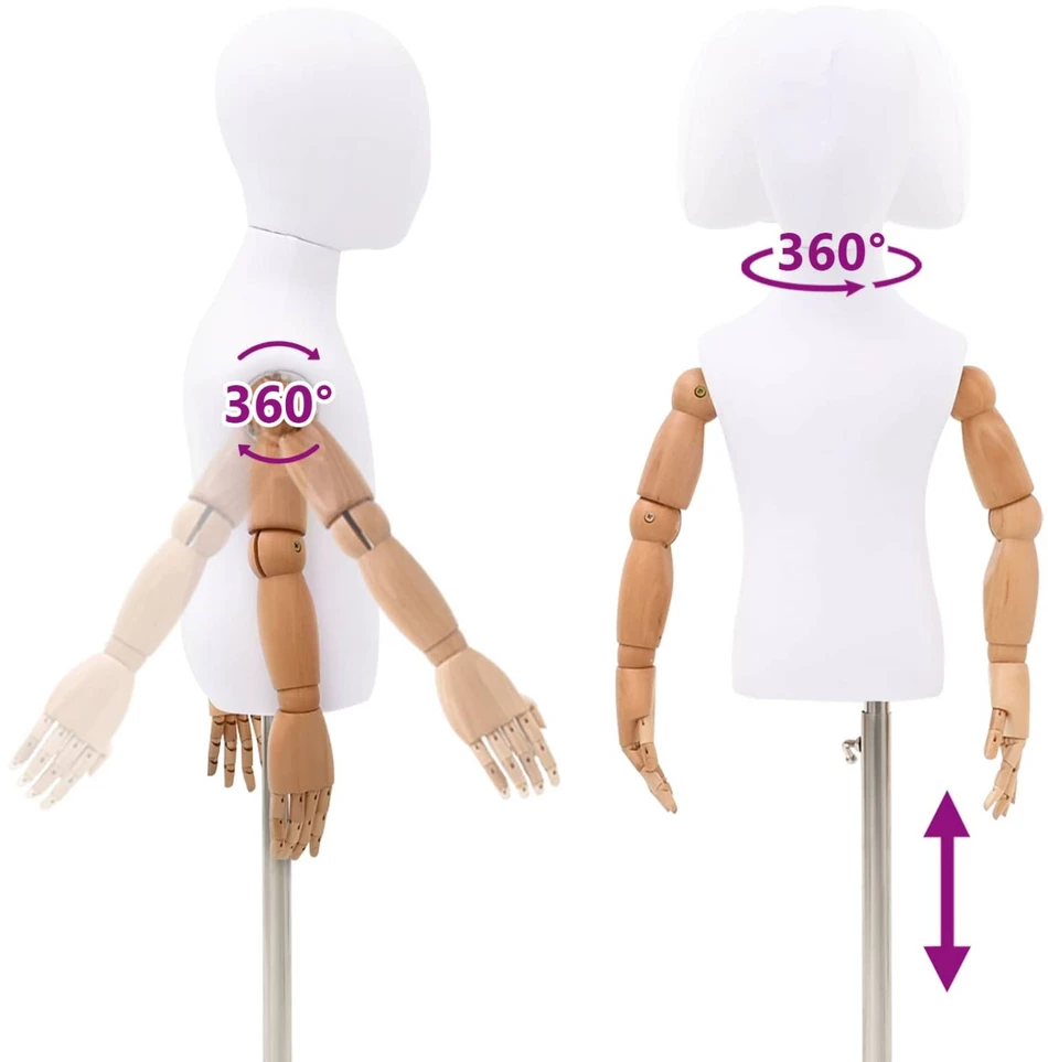 Reguliuojamas 120-157 cm manekenas su baze Uniseksas PP Balta