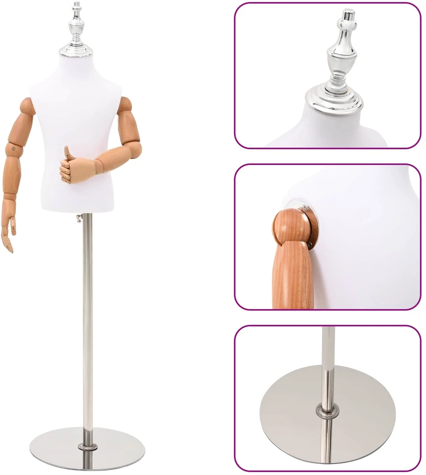 Reguliuojamas 120-157 cm manekenas su baze Uniseksas PP Balta