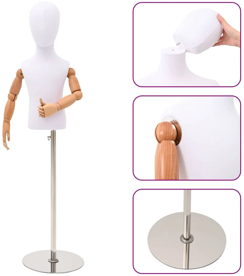 Reguliuojamas 120-157 cm manekenas su baze Uniseksas PP Balta