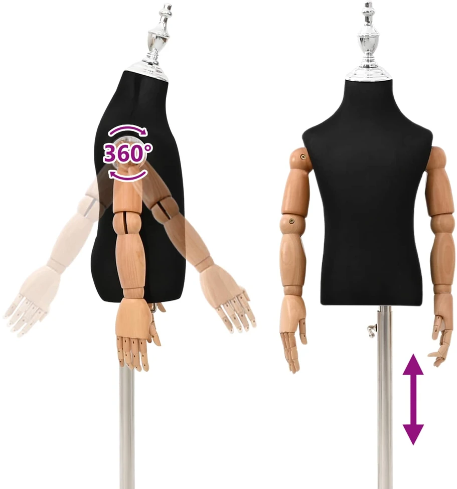 Reguliuojamas 120-157 cm manekenas su baze Uniseksas PP Juoda