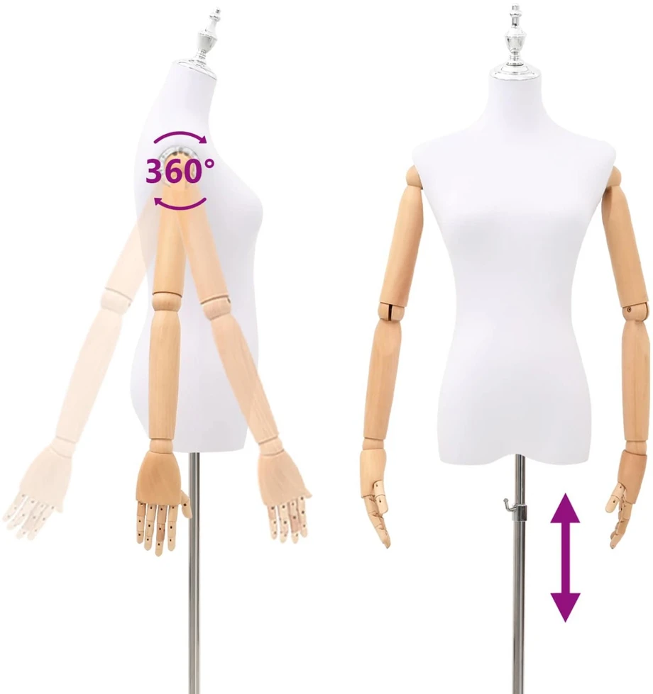 Reguliuojamas manekenas 165-213 cm su baze Moteris PP Balta
