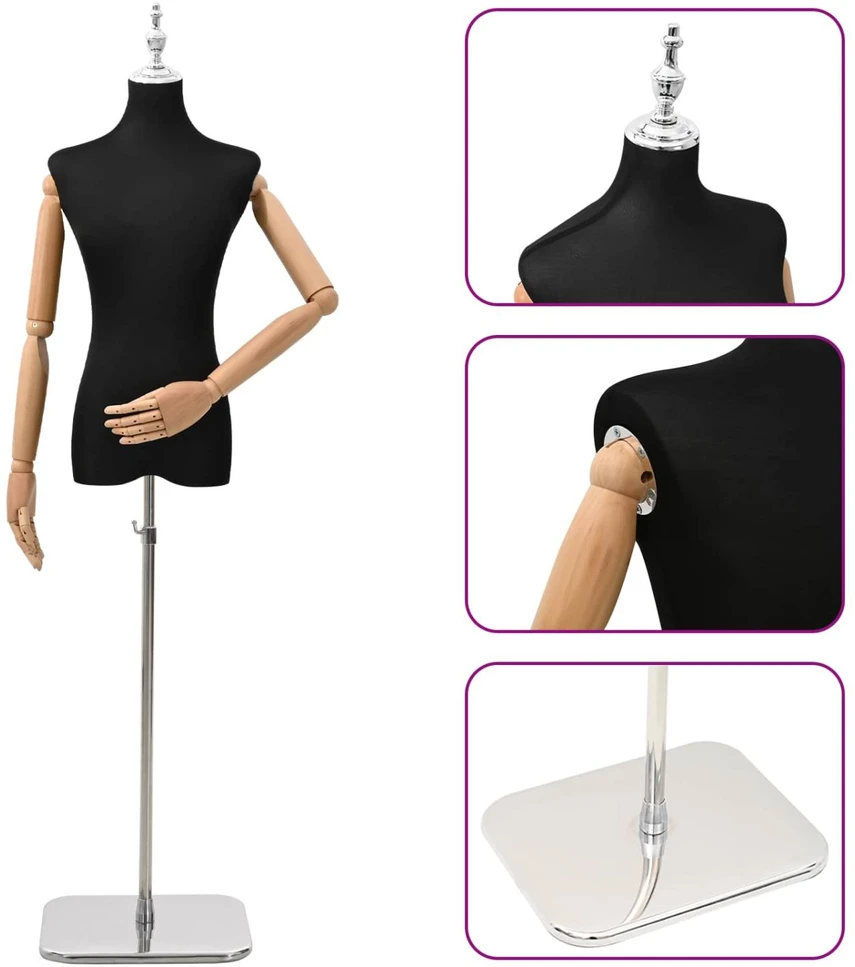 Reguliuojamas manekenas 165-213 cm su baze Moteris PP Juoda