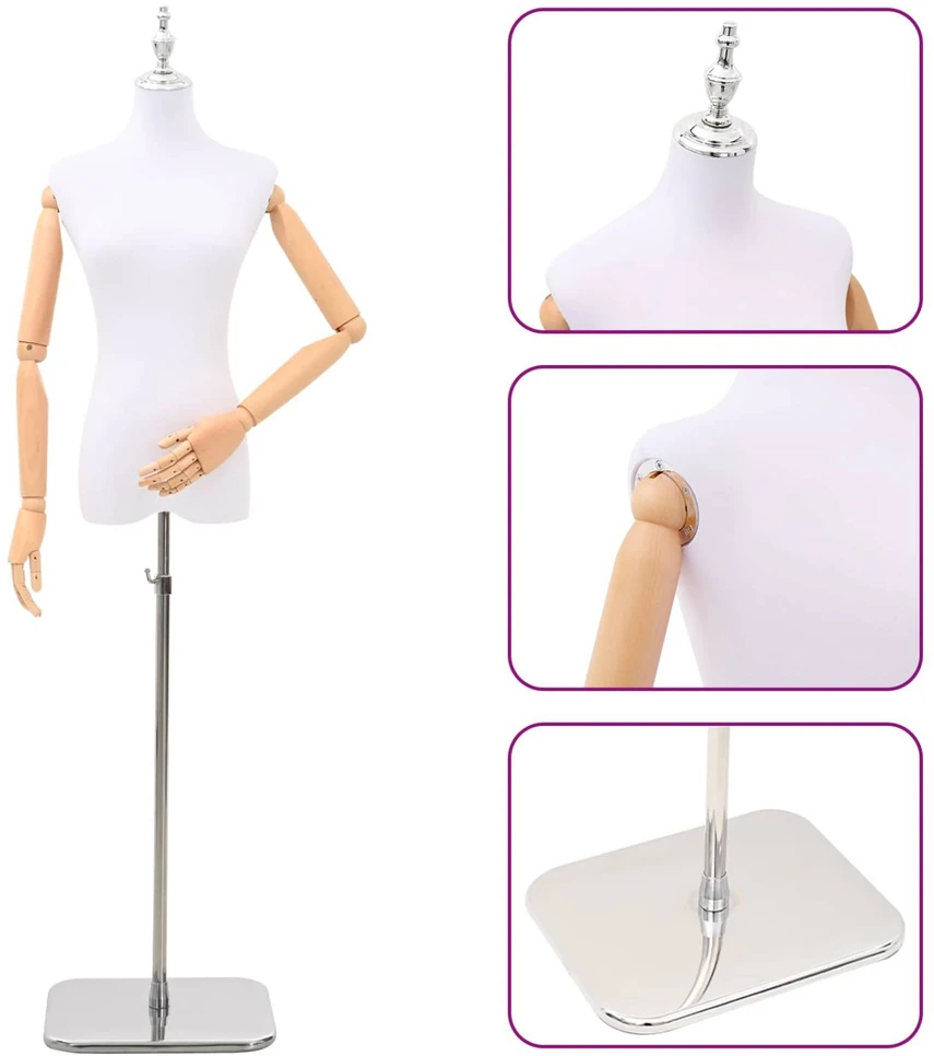 Reguliuojamas manekenas 165-213 cm su baze Moteris PP Balta
