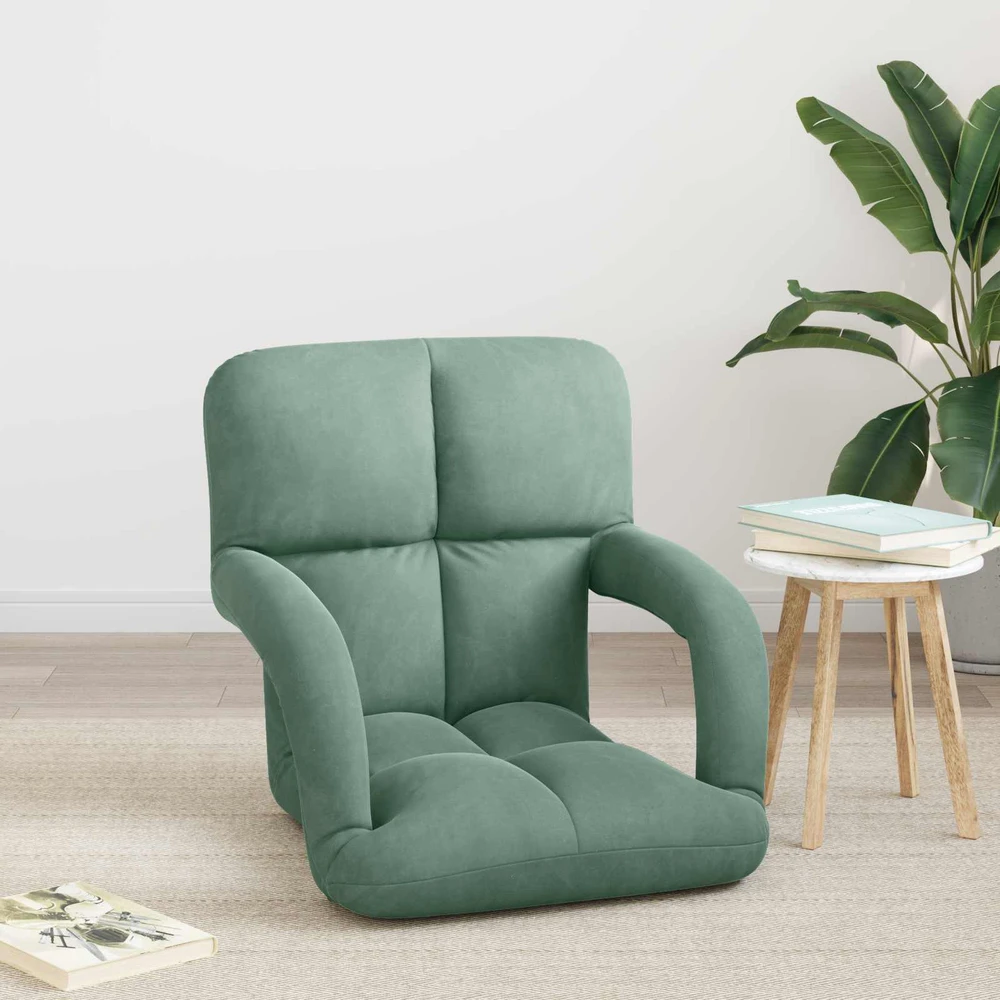 Reguliuojamas grindų fotelis Jūrinė žalia Aksomas