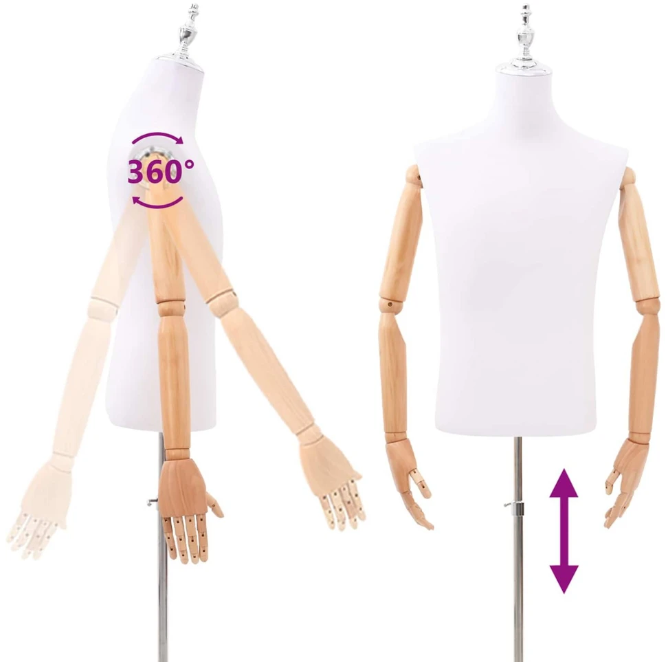 Reguliuojamas manekenas 170-218 cm su baze Vyras PP Balta