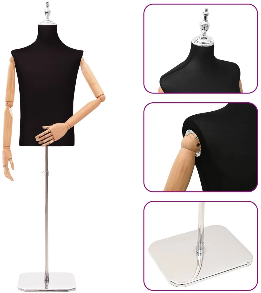 Reguliuojamas manekenas 170-218 cm su baze Vyras PP Juoda