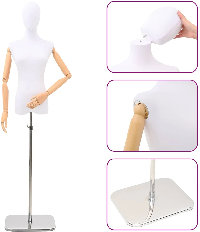Reguliuojamas manekenas 165-213 cm su baze Moteris PP Balta