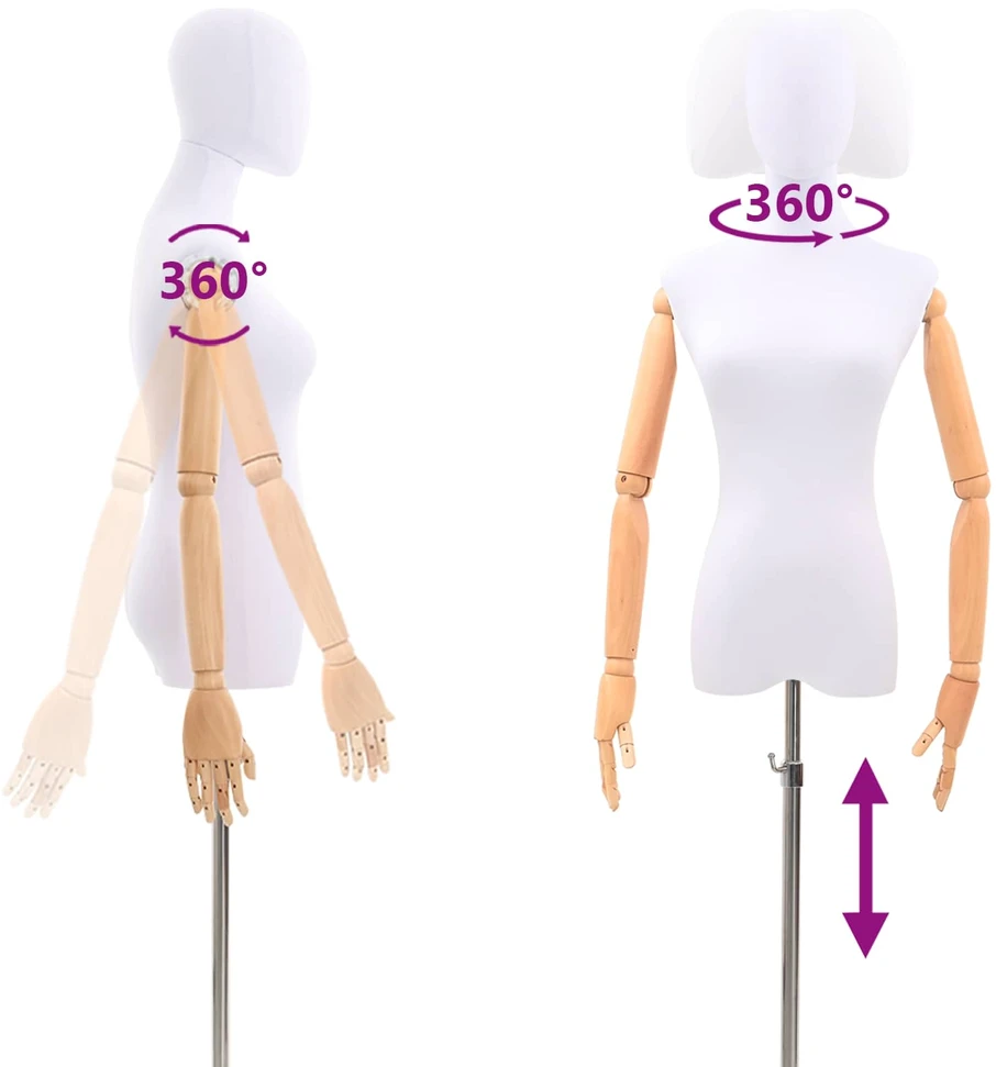 Reguliuojamas manekenas 165-213 cm su baze Moteris PP Balta