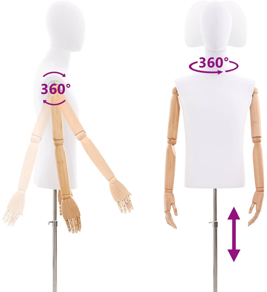 Reguliuojamas manekenas 170-218 cm su baze Vyras PP Balta
