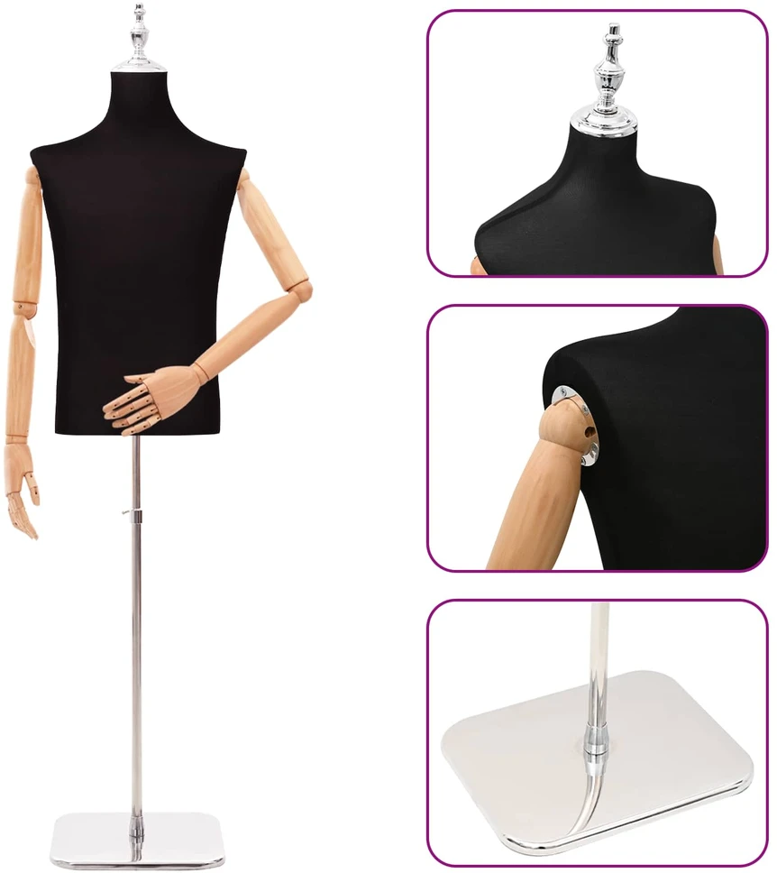 Reguliuojamas manekenas 170-218 cm su baze Vyras PP Juoda