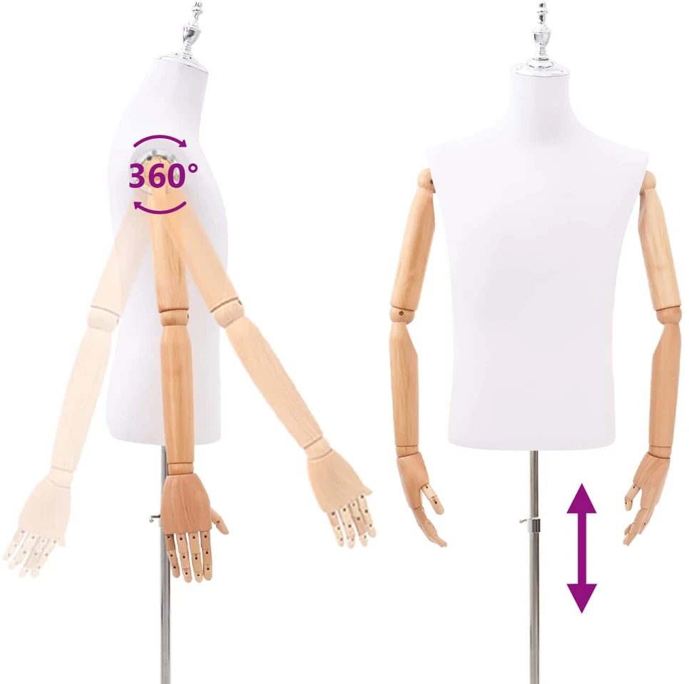 Reguliuojamas manekenas 170-218 cm su baze Vyras PP Balta