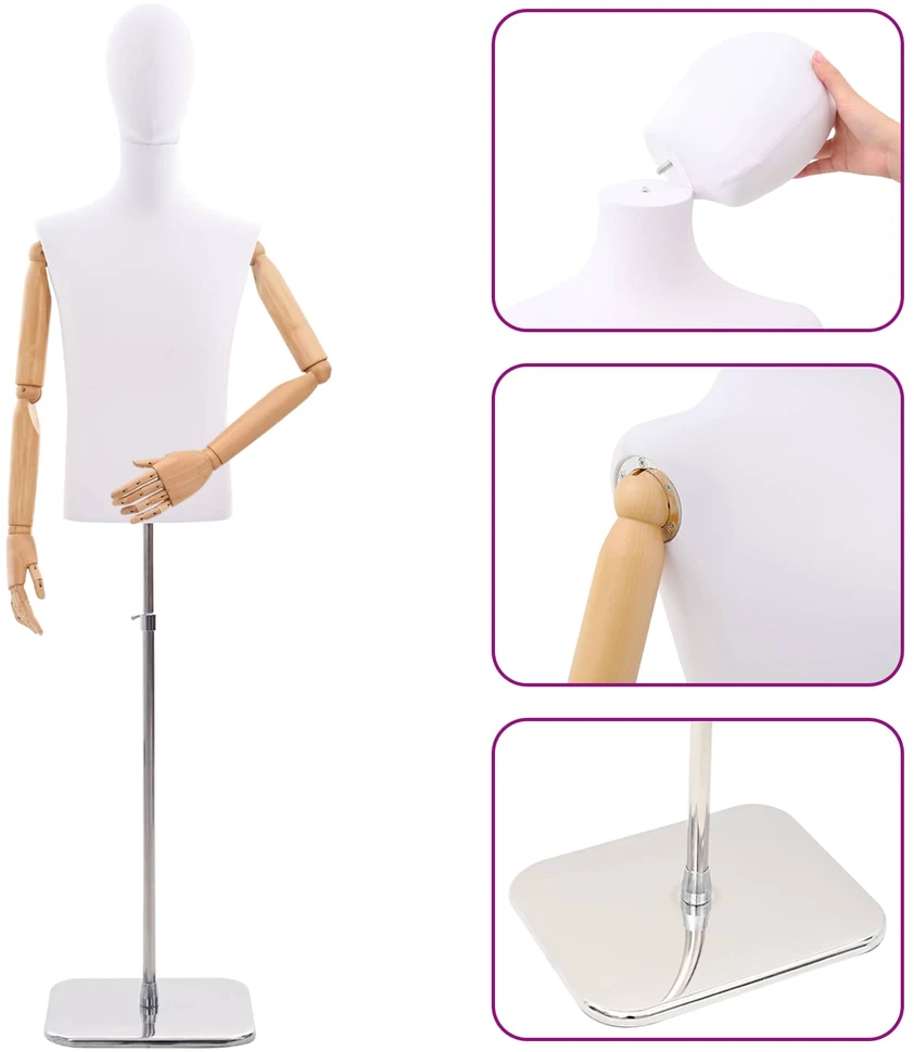 Reguliuojamas manekenas 170-218 cm su baze Vyras PP Balta