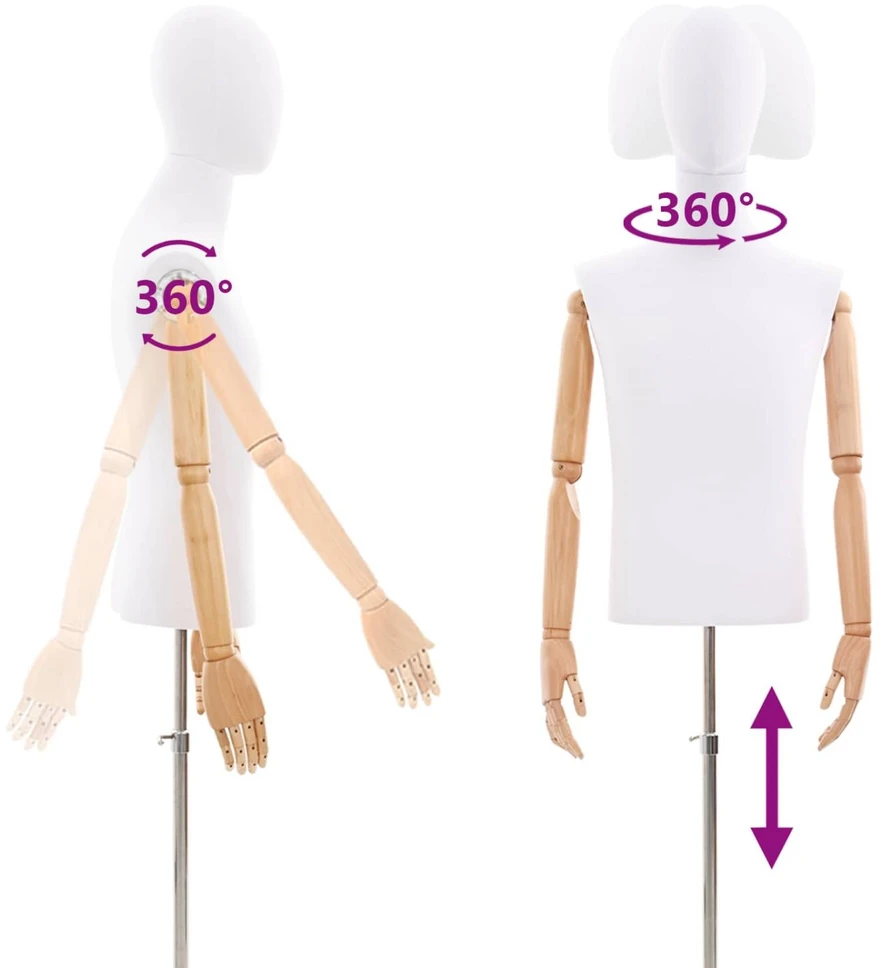 Reguliuojamas manekenas 170-218 cm su baze Vyras PP Balta