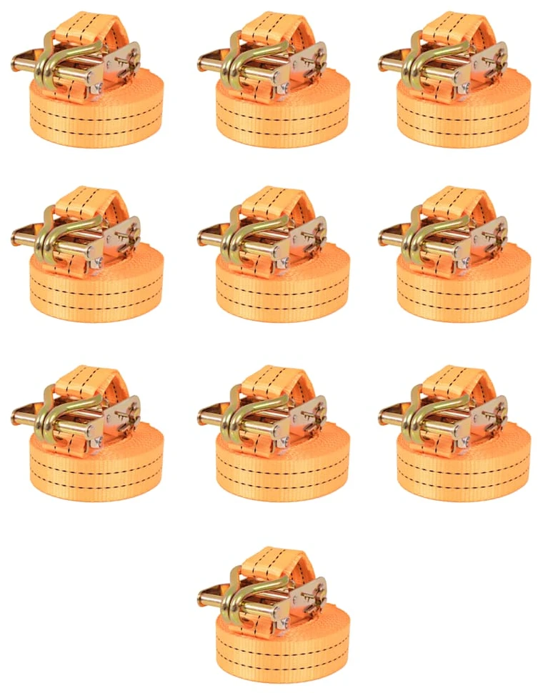 Reketo tvirtinamieji dirželiai, 10vnt., 1t., 6mx38mm, oranž.