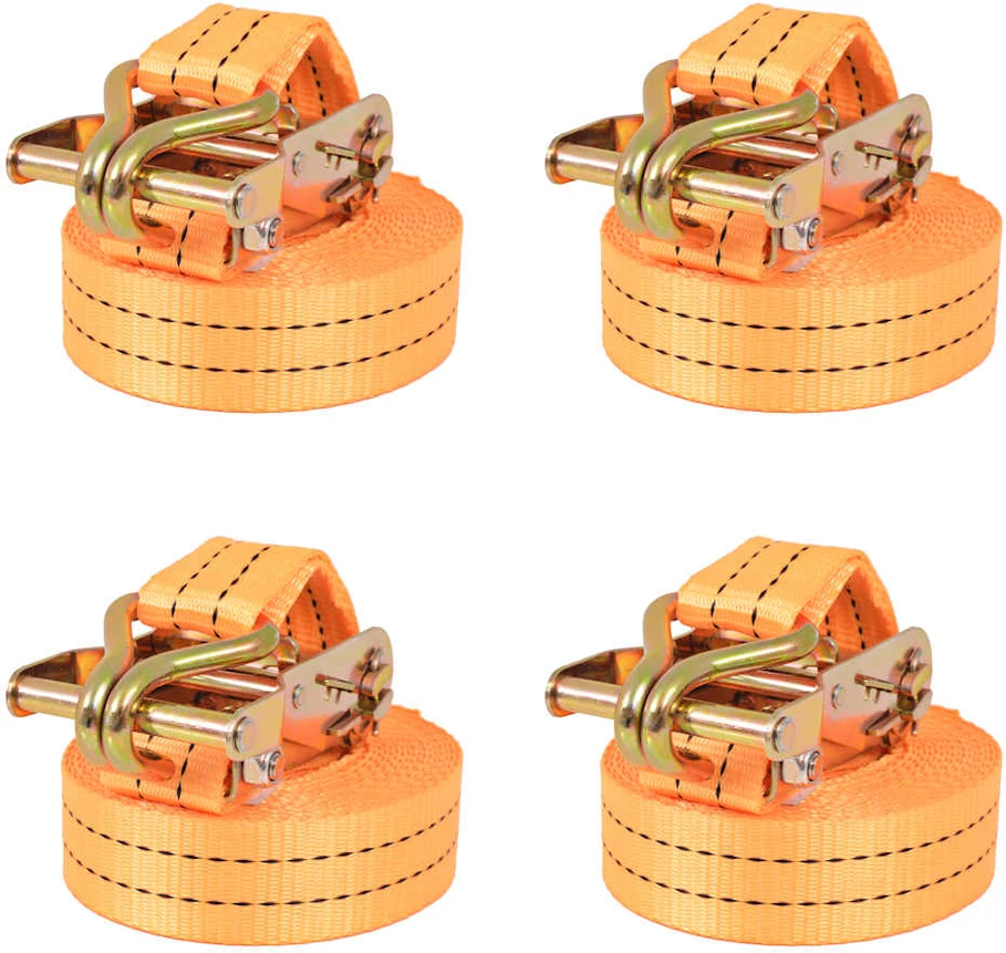 Reketo tvirtinamieji dirželiai, 4vnt., 1t., 6mx38mm, oranž.