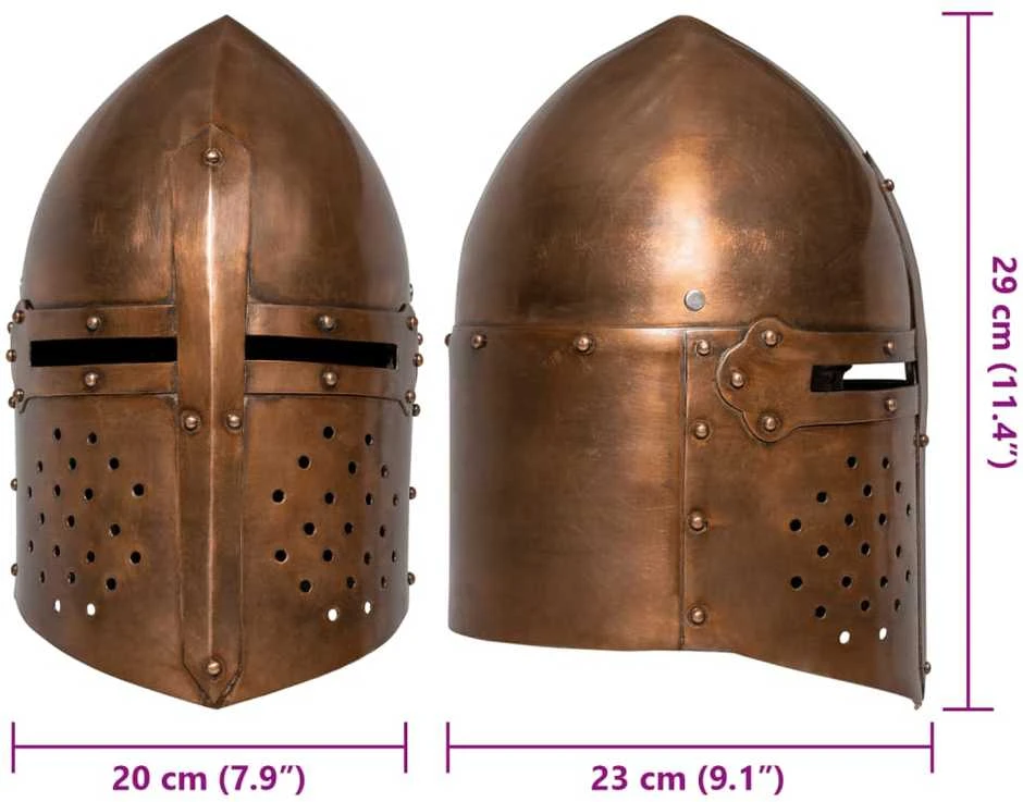 Riterio šalmas, vario, plienas, antikvarinė kopija