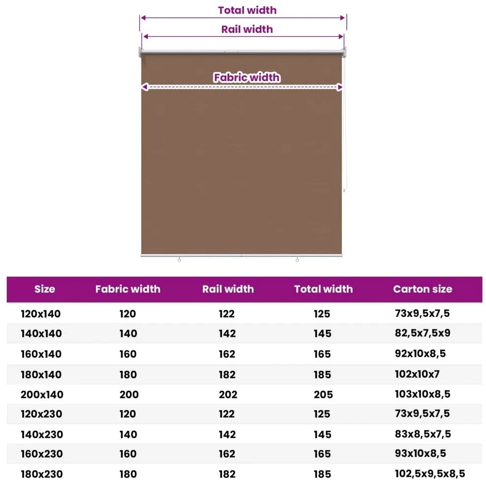 Lauko ritininė žaliuzė UV apsaugai Taupe 100 x 230 cm (P x A)