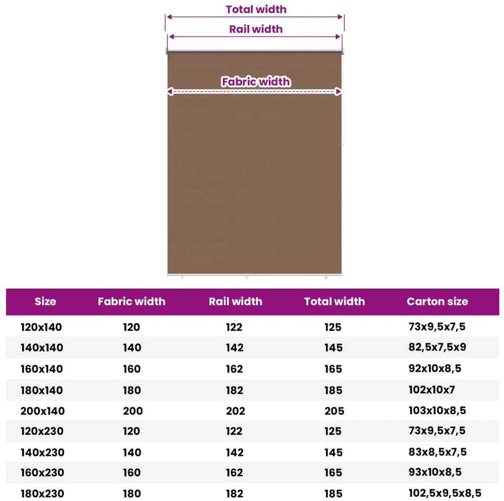 Lauko ritininė žaliuzė UV apsaugai Taupe 100 x 230 cm (P x A)