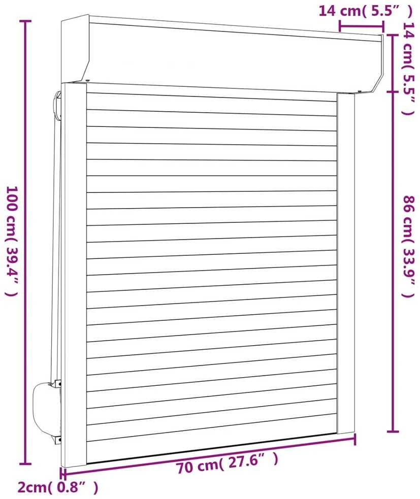 Ritinys uždangalas Baltas 70 x 100 cm Aliuminis ir poliuretanas