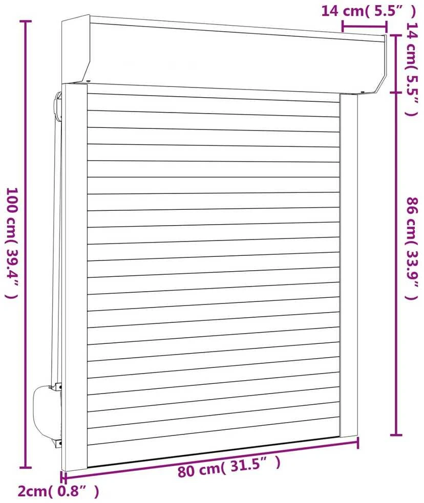 Ritinys uždangalas Baltas 80 x 100 cm Aliuminis ir poliuretanas