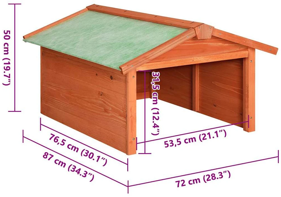 Roboto vejapjovės garažas, 72x87x50cm, eglės medienos masyvas