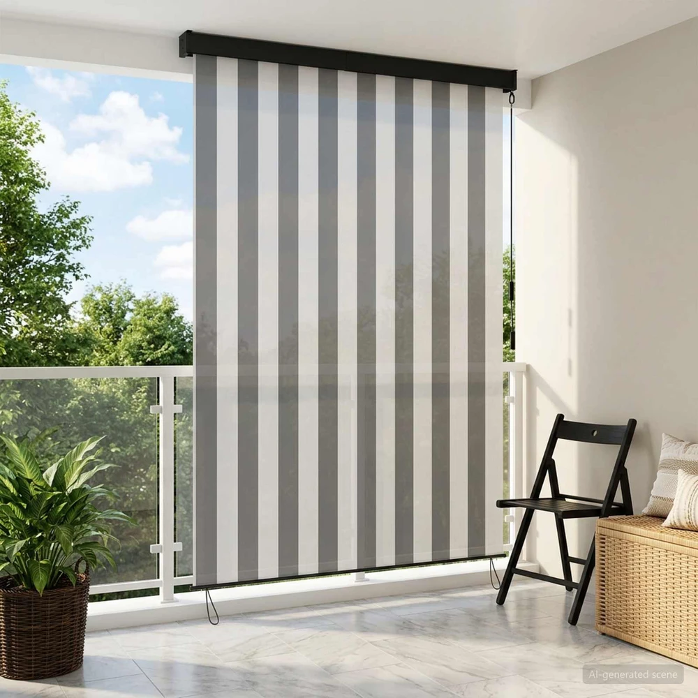 Roletas Antracito ir baltos 100 x 250 cm Audinys ir aliuminis